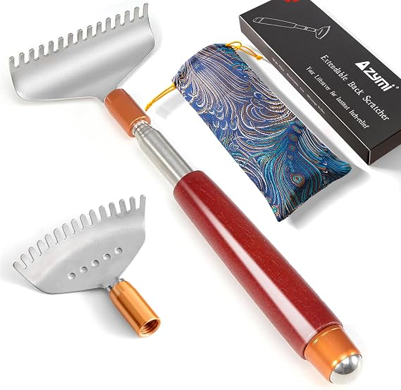 Back Scratcher with 2Pcs Detachable Claws & Massage Roller