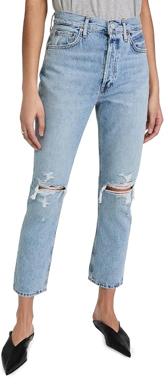 AGOLDE Women's Riley Distressed Crop Jeans