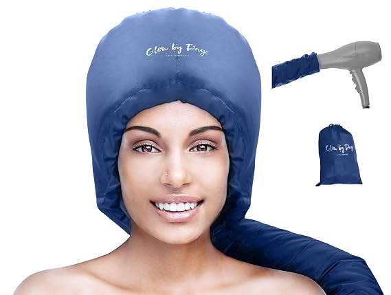 Glow by Daye Bonnet Hood Hair Dryer Attachment, At Home Hair Dryer Hood for Hand Held Hair Dryer, Extra-Large, Navy