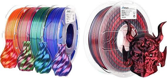 AMOLEN 3D Printer Gradient Filament Bundle, PLA Filament 1.75mm, Dual Color Filament