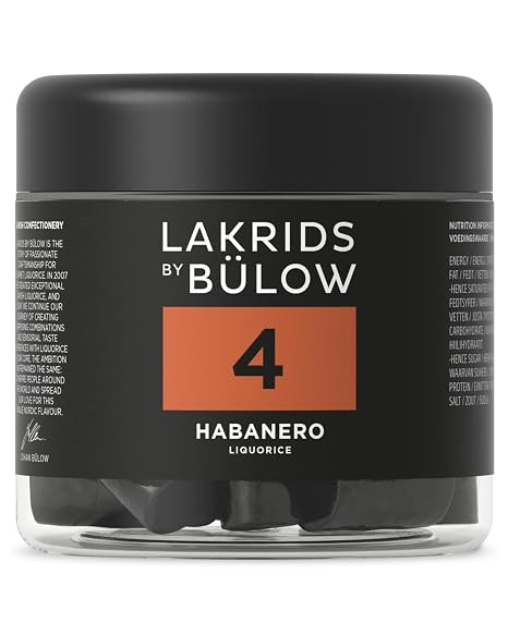 LAKRIDS BY BÜLOW - 4 - Habanero - 150g - Vegan Gourmet Licorice with Habanero Chilli - Gluten Free & No Gelatin - Tin Made from 100% Recycled PET