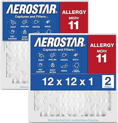 12x12x1 AC and Furnace Air Filter by Aerostar - MERV 11, Box of 2