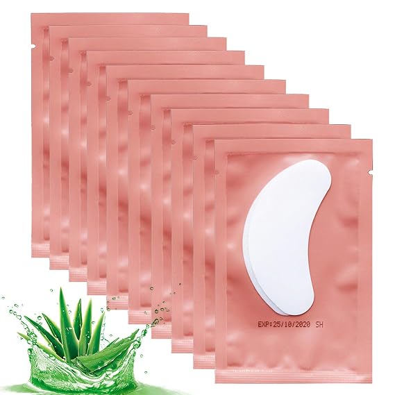 INKEL 50 Pairs Under Eye Pads for Lash Extensions, Lint-Free Eye Patches | Aloe Vera Hydrogel, Individually Wrapped, Curved Fit Design, Salon & Home Use