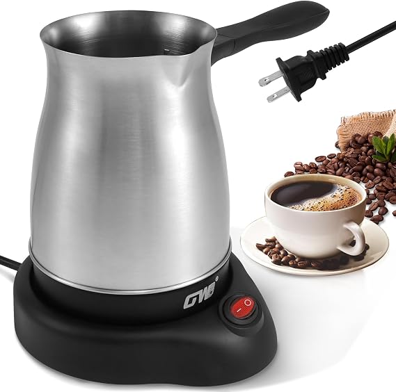 Turkish Coffee Pot, 600ml Turkish Coffee Maker 5 to 6 Cups Capacity 110V Stainless Steel Electric Coffee Machine with Handle for Home, Kitchen & Travel - Quick Brew