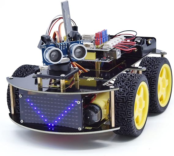 KEYETSUDIO 4WD Smart Coding Robot Car Kit for Arduino, Arduino Starter Kit, DIY Electronic Kit for Adult Teen, 15+, Programmable Robotic Project