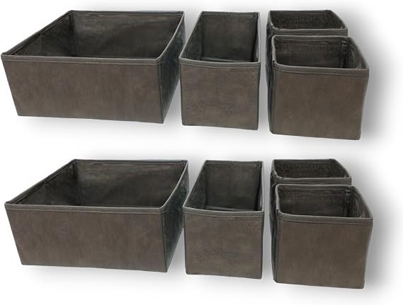 Antrasit 8'li Çekmece İçi Düzenleyici Organizer Set - Çok Amaçlı Dolap İçi Kutu Seti