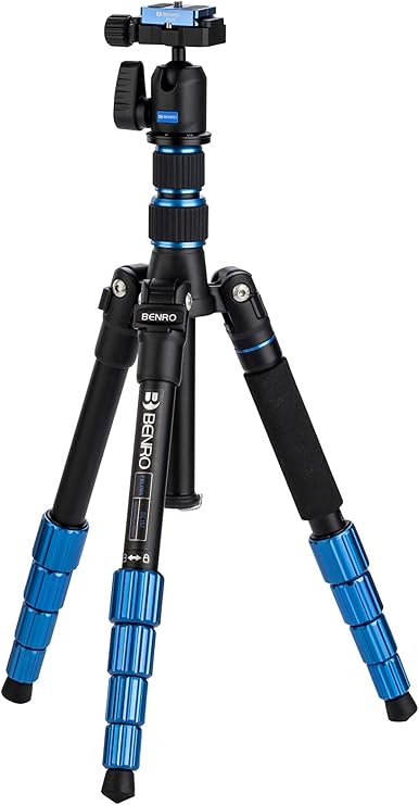 Benro Slim Travel Aluminum Tripod Kit Lightweight 5-Section Tripod with N00 Ball Head, Arca-Swiss Plate, Reverse Folding Legs & Carrying Case for DSLR, Mirrorless & Smartphone Cameras (FSL09AN00)