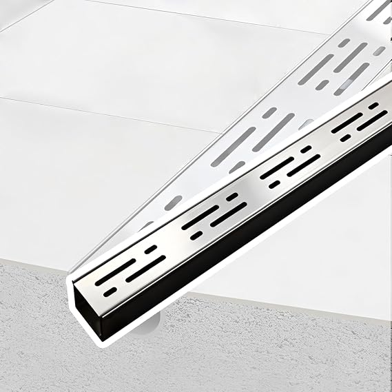 Slim Channel Drain Kit Outdoor - Outdoor Patio Shallow Channel Drain with Irregular Grate - Stainless Steel Trench Drain System Deck/Yard/Driveway Bathroom Drain,55cm/22in