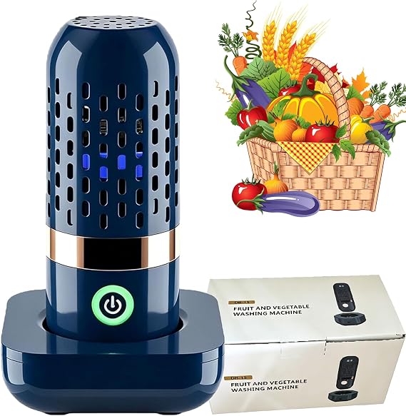 Produce Cleaner & Vegetable Cleaner with Oh-Ion Technology, Fruit and Vegetable Purifier Clean Washing Machine Capsule Shape Cleaner, Essential Kitchen Gadget (Blue, One Size)