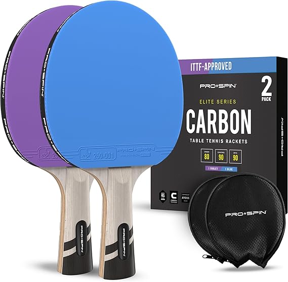 PRO-SPIN Table Tennis Bat - ITTF Approved Carbon Professional Bat for Superior Precision and Spin Professional Upper Rubber 2.0mm Sponge Thickness Protective Cover