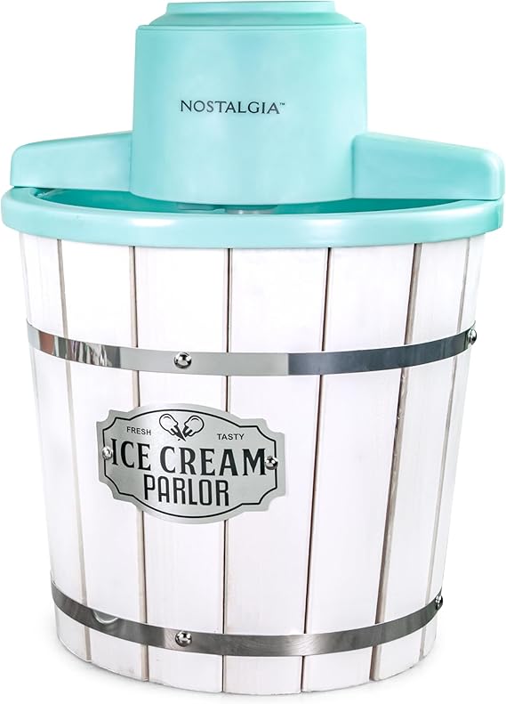 Nostalgia Electric Ice Cream Maker Parlor Style, Old Fashioned Soft Serve Ice Cream Machine Makes Frozen Yogurt or Gelato in Minutes - Fun Kitchen Appliance White - 4 Quart