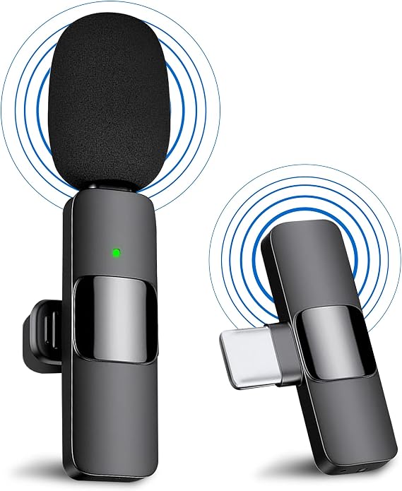 Professional Wireless Lavalier Microphone for Android Phones Tablets Laptops with USB C Port, Wireless Clip-on Mic, Plug-Play Wireless Microphone - Video Recording YouTube TikTok Live Streaming