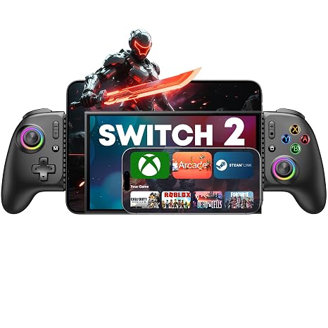 Gamtoure Wireless Phone Controller for iPhone, iPad Mini, Android- Bluetooth Game Controller for Nintendo Switch 2/Switch/Lite/OLED