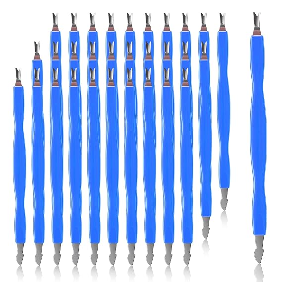 30Pcs Cuticle Trimmer, Dual-Ended Cuticle Pusher, Professional Cuticle Scraper and Fork, Stainless Steel Cuticle Cutter Remover Tool for Dead Skin Cleaner, Manicures and Pedicures (Blue)