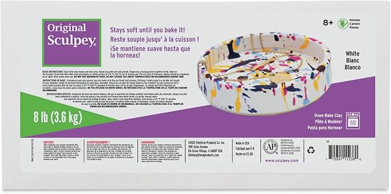 Sculpey Fun Express Original White, Non Toxic, Polymer Clay, Oven Bake Clay, 8 pounds Great for Modeling, Sculpting, Holiday, DIY and School Projects. Great for All Skill Levels. | Non-Toxic Sculpting Material for DIY Projects & School Crafts, Ceramic-Like Texture, Does Not Air Dry, Multipack Economy Size