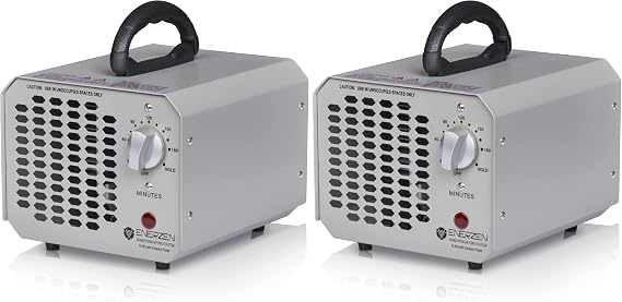 Enerzen O-555-60,000mg Industrial Ozone Generator O3 Air Purifier Deodorizer, Silver (Pack of 2)