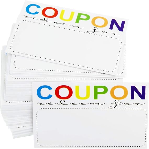 RXBC2011 Coupon Cards Pack of 100 for Business Blank Coupons Gift Certificates Vouchers