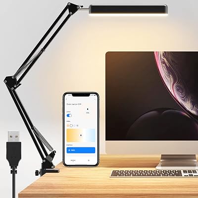 LED Desk Lamp, Smart Table Lamp with Bluetooth WiFi Control, Compatible with Alexa and Google Assistant, Dimmable Eye-Caring Architect Desk Light for Home Office,Work,Study