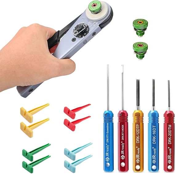 JRready ST5236 Deutsch Pin Extractor Tool for 16#12#20# Solid/Stamped Contacts 12-22 AWG+ST2169 Deutsch Crimping Tool for DT,DTM,DTP and Amphenol AT ATP ATM Series Size 16 20 12 Solid Pin&Soc Contacts