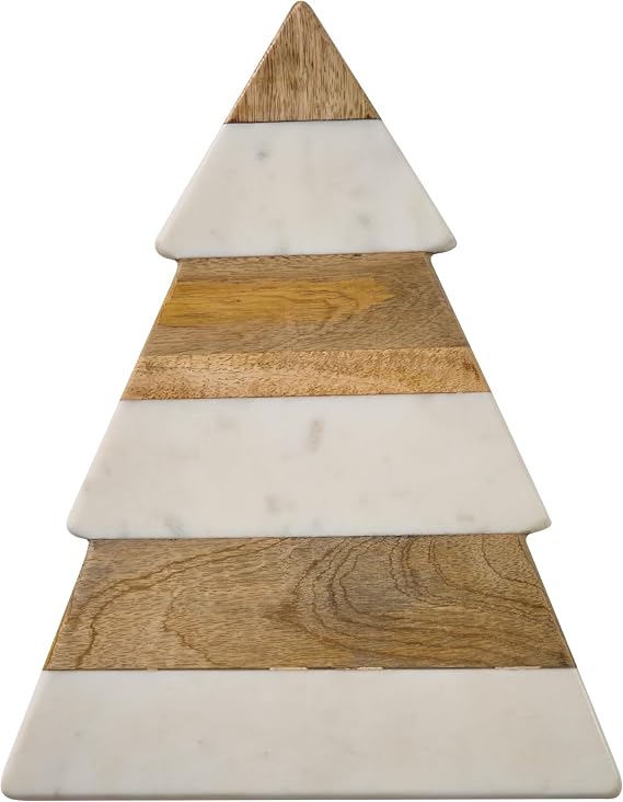 Split P Christmas Tree Cutting Board, Marble & Wood