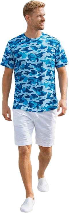 Akwa Men's Made in USA Camouflage Crew Neck Camo T-Shirt with Moisture Wicking Polyester
