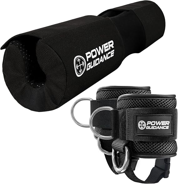POWER GUIDANCE Ankle Strap and Barbell Squat Pad