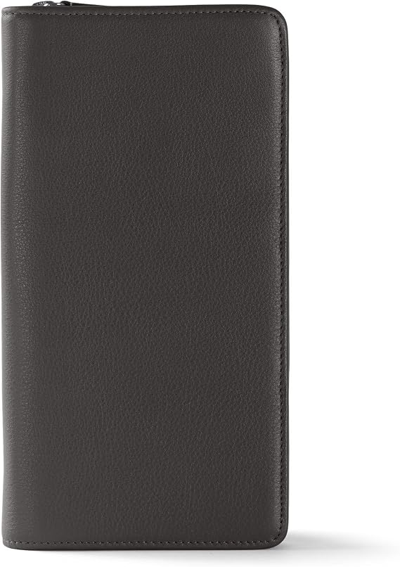 Leatherology RFID Black Onyx Full Grain Leather Zip Around Travel Wallet RFID Passport Organizer for Cards, Cash & Travel Documents
