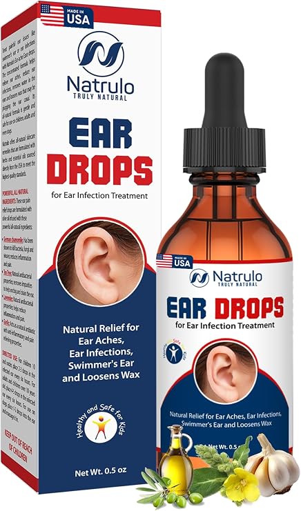 Natrulo Ear Drops for Ear Infection Organic Ear Drops for Adult, Kids, Baby, Dog & Pets for Ear Aches, Itchy Ears, Infections, Swimmer's Ear, Loosen Wax Kids Safe, Made in USA