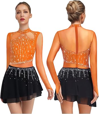 Loyan Women Figure Skating Dresses Contemporary Dance Costumes Uniforms Lyrical Ballet Dancewear