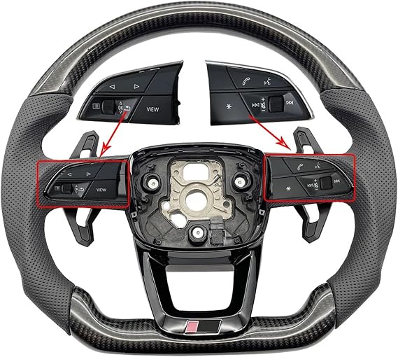 Compatible For Audi Q5 FY Q7 Q8 Carbon Fiber Semi Perforated Leather Steering Wheel Assembly(Style 3)