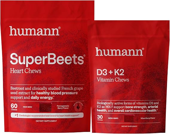 Humann SuperBeets Heart Chews and D3 + K2 Chews Bundle