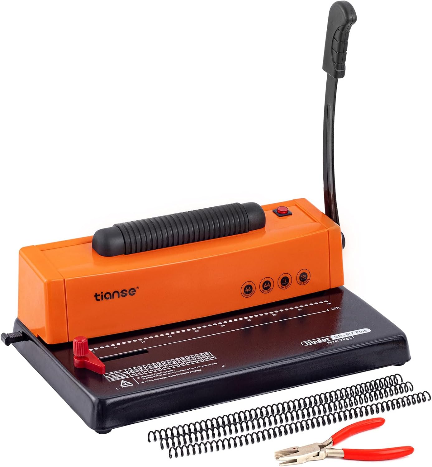 TIANSE Binding Machine, Spiral Binding Machine, Manual Bookmaker with Electric Coil Insert, Suitable for Letter SizeA4A5