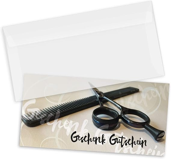 Voucher Set 50 x Vouchers + Envelopes for Hairdressers Hair Studios Hairdressers Service Providers Blank to Fill Yourself
