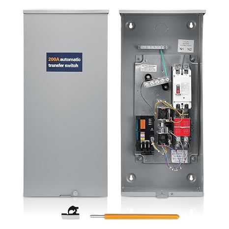 200 Amp Single Phase Generator Automatic Transfer Switch for RXSW200A3,NEMA 3R Outdoor Rated Aluminum Enclosure Power Management Replacement Compatible with Evolution or Nexus Generator Controllers