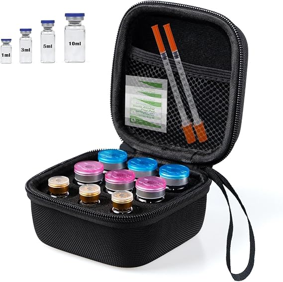 Insulin Fridge Holder Storage Case Insulin Vial Protector Holder Insulin Cooler Travel Case Organizer Fits Standard 10ml U-100 Vials,9-Slot,Black (9 Slots)