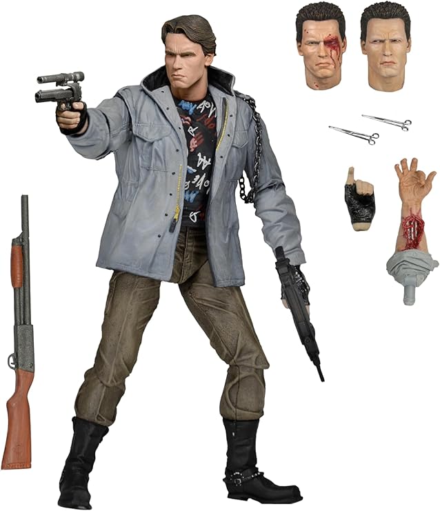 NECA Terminator Scale Ultimate T800 Tech Noir Cyborg Action Figure, 7" | Terminator 7 Inch Action Figure Ultimate Series - Ultimate T-800 1984 Version