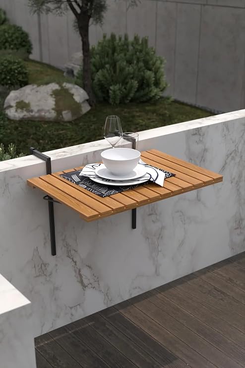Ahşap Katlanır Balkon Masası