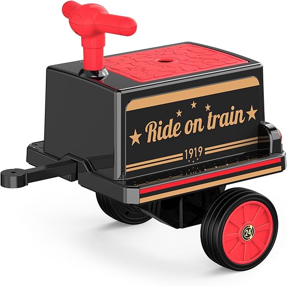 Train Carriage for ANPABO 12V Ride on Train, Red | storage space, smooth handle & vintage decals design