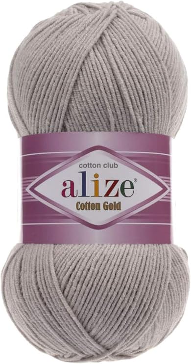 55% Cotton 45% Acrylic Alize Cotton Gold Yarn 1 Skein/Ball 100 gr 360 yds (200-Grey)