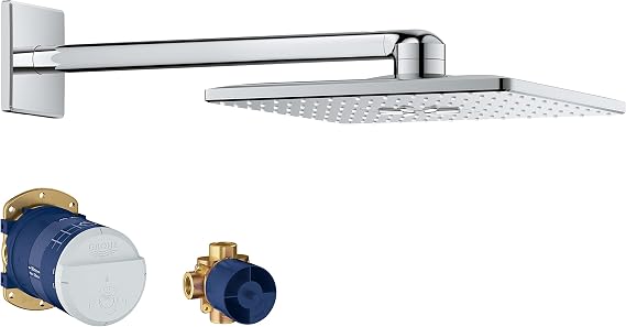 GROHE 26504000 Rain 310 Smart Active 2-Spray Cube Shower Head Set, Starlight Chrome
