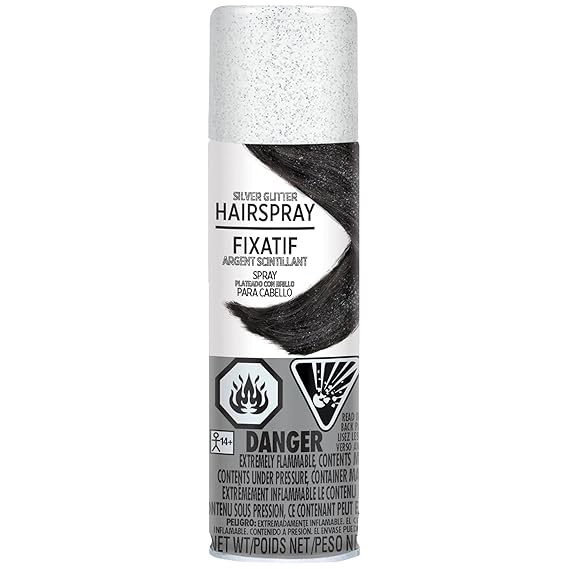 Silver Glitter Hair Spray Color - 3 oz. 1 Count - Instantly Transforms Your Look, Ideal for Parties & Cosplay