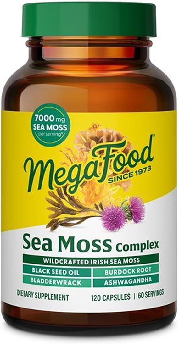 MegaFood Sea Moss Complex, Irish Sea Moss with Black Seed, 120 Capsules