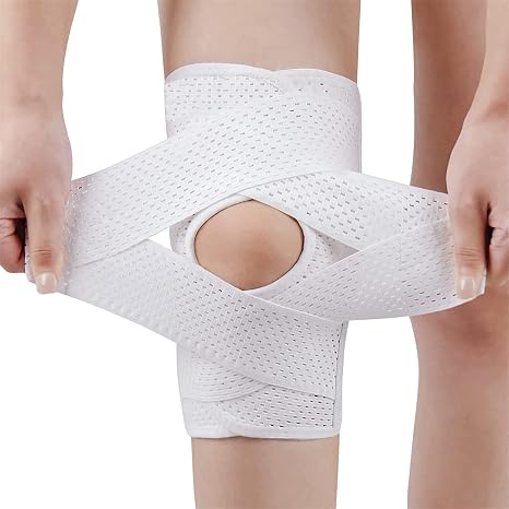 Knee Support for Women/ Men Knee Brace for Knee Pain Adjustable Knee Compression Sleeve Support with Side Stabilizers for Working Out, Running, Fitness, Weightlifting ACL MCL Meniscal Tear White (S)