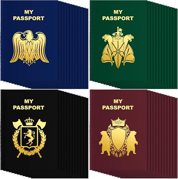 Lincia 48 Pcs Blank Fake Passport Notebook Coloring Book,Vintage Color