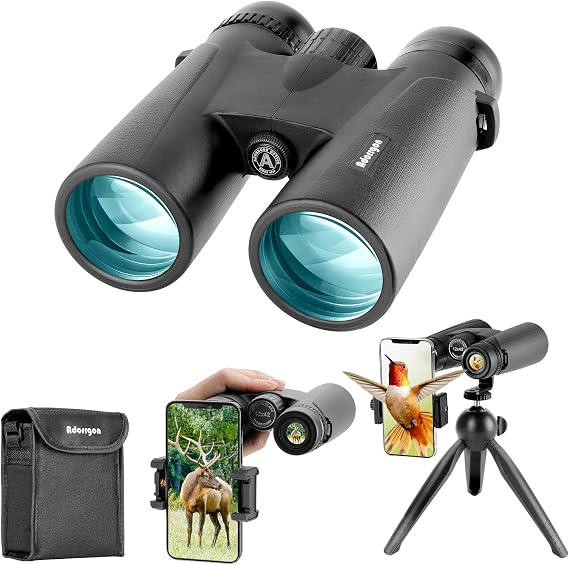 Adorrgon 12x42 High Powered Binoculars for Adults, Phone Adapter and Tripod