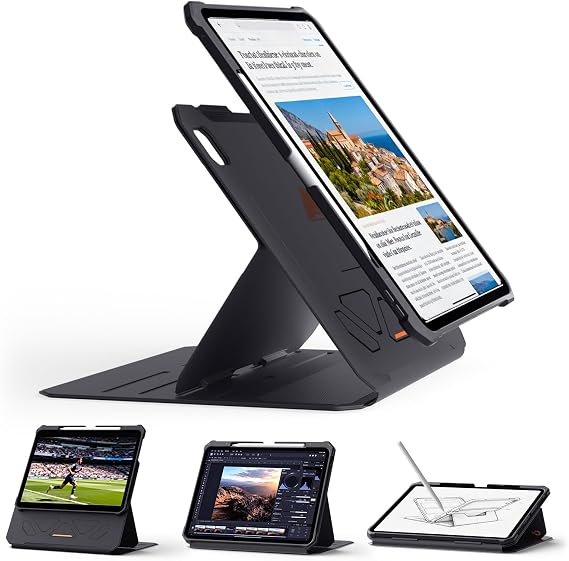 SUPCASE for iPad Pro 13 Inch Case M5/M4 2025/2024 with Pencil Holder, Black | 6 Viewing Angle Adjustable Stand, Detachable Back Cover, Auto Wake/Sleep, Magnetic, Full-Body Protection, Unicorn Beetle Aero