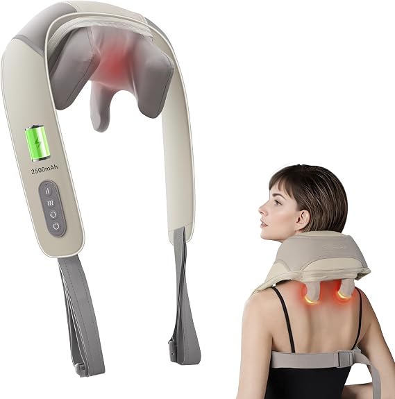 Snailax Cordless Neck Massager with Heat, Mothers Day Gift, Shiatsu Neck Shoulder Massager Deep Kneading, Portable Massage Pillow, Gifts for Men Women Mom Dad
