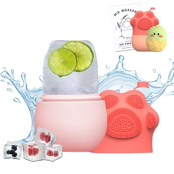 Ice Roller for Face Eye Puffiness Relief - Cube Face Contour Facial Ice Roller - Eliminates Wrinkles, Dark Circles & Sunburn - Suitable for All Skin Types