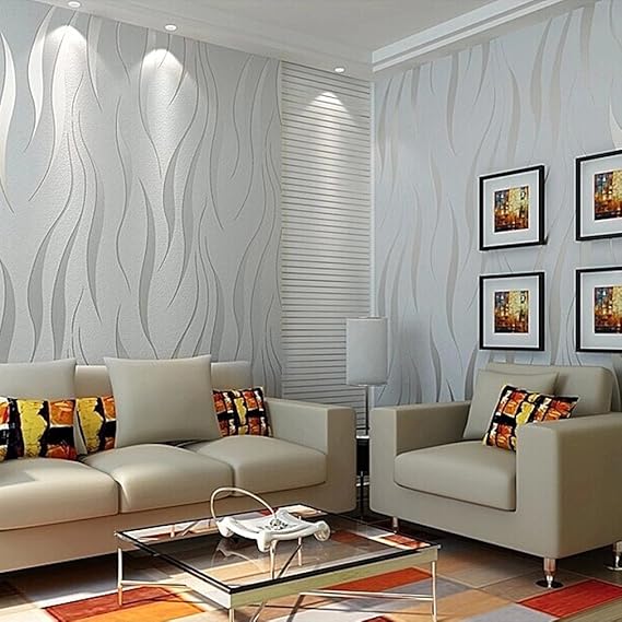 Modern Non-Woven 3D Wallpapers, Pattern Environmental Protection Wallpaper for Bedroom, Living Room, Kitchen and Bathroom Walls, (Need Glue and Wallpaper Powder)
