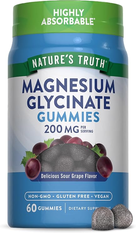 Nature's Truth Magnesium Glycinate Gummies for Adults | 200mg | 60 Count